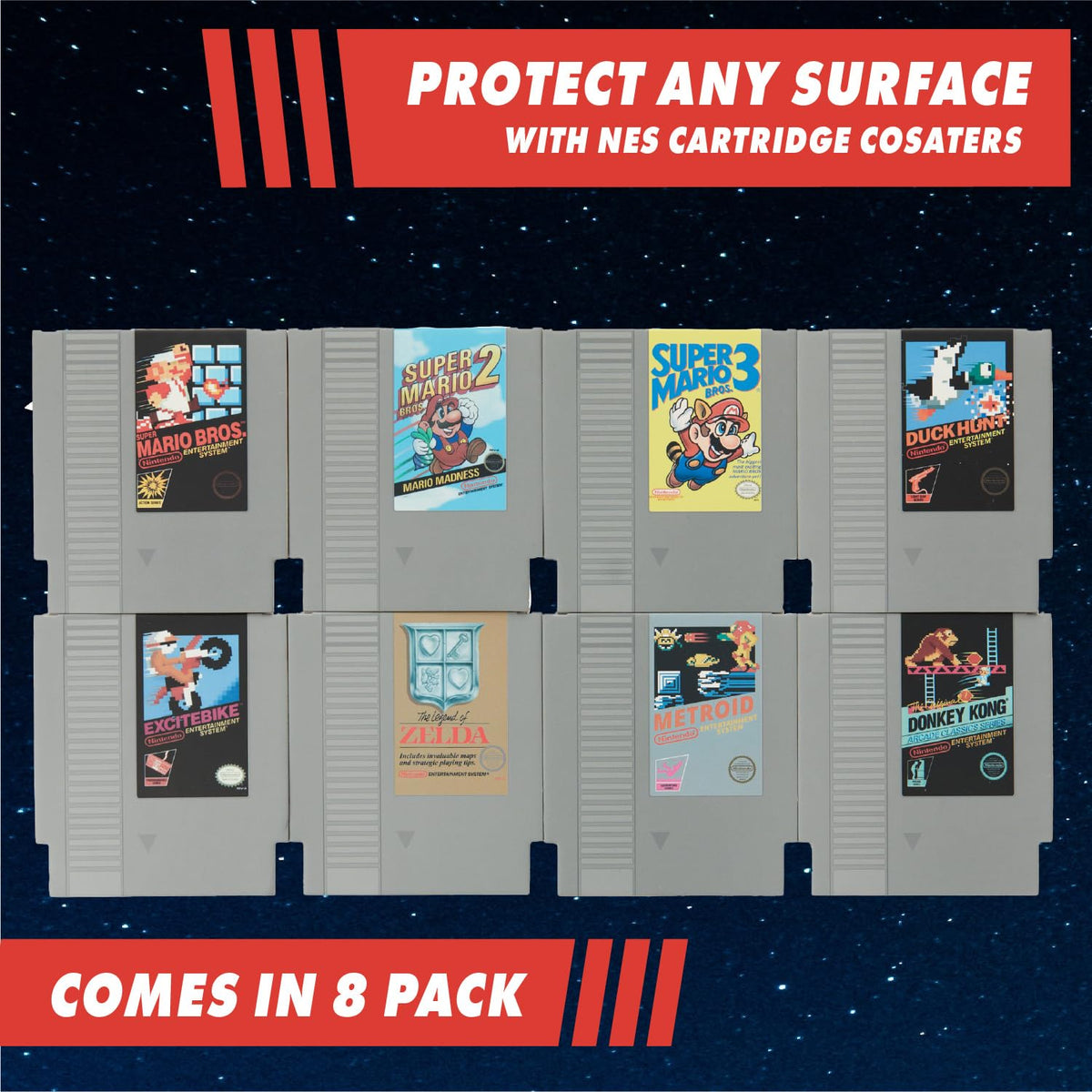 Set Di 4 Sottobicchieri In MDF Con Design Retro Gaming, 10x10 Cm, Originali E Divertenti, Idea Regalo