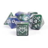 Dungeons & Dragons: D&D Adventure Dice: Bard - Blue & Green -15pc RPG Set, Class Symbols, Roleplaying Game Accessory, Sirius Dice, Officially Licensed