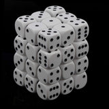 Dice 36 White w/black Opaque 12mm D6 Dice Block