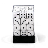 Dice 36 White w/black Opaque 12mm D6 Dice Block
