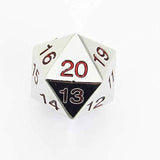 Countdown D20 22mm Metal with Bag Silver/Red