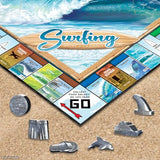 Monopoly: Surfing Waves of The World Board Game – Buy, Sell, Trade Iconic Surf Spots Like Pipeline & Superbank, 6 Custom Beach-Themed Tokens, Family Game for Beach Sports Fans & Collectors, Ages 8+