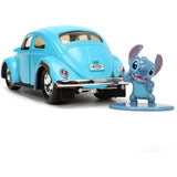 Jada Toys Disney Lilo and Stitch 1:32 Volkswagen Beetle Die-cast Car w/ 1.65" Stitch Figure, Toys for Kids and Adults