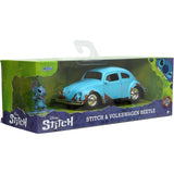 Jada Toys Disney Lilo and Stitch 1:32 Volkswagen Beetle Die-cast Car w/ 1.65" Stitch Figure, Toys for Kids and Adults