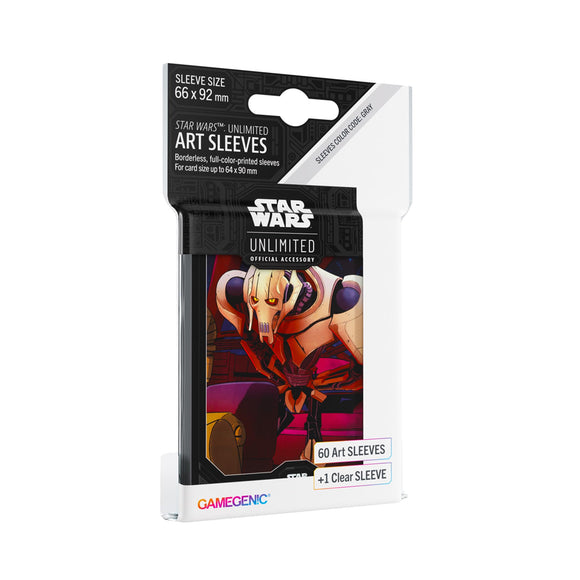 Star Wars Unlimited General Grievous Art Sleeves - Officially Licensed Pack of 60 Art Sleeves and 1 Clear Sleeve, Optimized Size for Star Wars Unlimited and Other TCG and LCG Games, Made by Gamegenic