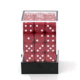 Dice 36 Red w/white Opaque 12mm D6 Dice Block