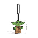 Lego Star Wars Silicone Luggage Tag - Smiling Grogu (52961) writable Surface on Back for ID Identification, Measures 6.5 inches Long, for Travel, Suitcase, Backpack