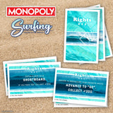 Monopoly: Surfing Waves of The World Board Game – Buy, Sell, Trade Iconic Surf Spots Like Pipeline & Superbank, 6 Custom Beach-Themed Tokens, Family Game for Beach Sports Fans & Collectors, Ages 8+
