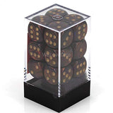 Chessex Scarab Blue Blood/gold 16mm d6 Dice Block (12 Dice)