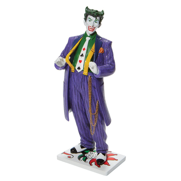 Enesco DC Comics Couture de Force The Joker Standing on Playing Card Figurine, 8.9 Inch, Multicolor