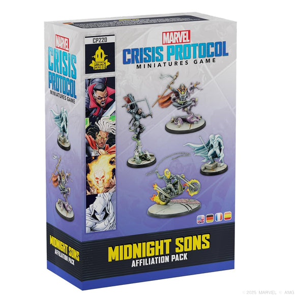 Atomic Mass Games Marvel: Crisis Protocol Midnight Sons Affiliation Pack - Blade, Moon Knight, Ghost Rider & Doctor Voodoo, Tabletop Superhero Game, Ages 14+, 2 Players, 90 Minute Playtime, Made