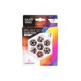 Galaxy Series Nebula RPG Dice Set | Set of 7 Dice in a Variety of Sizes Designed for Roleplaying Games | Premium Quality Resin Dice | Cosmic Glittering Design | Blue and Purple | Made by Gamegenic