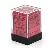 Dice 36 Red w/white Opaque 12mm D6 Dice Block
