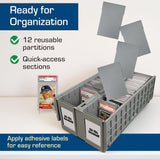 BCW Graded Card Bin Partitions - Gray | Dividers Graded Card Bin Only | Supports and Organizes PSA, BGS, SGC, and CSG Slabs | 12 Pack of Card Storage Dividers