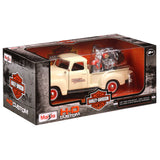 Harley-Davidson 1:24 Custom '50 Chevy 3100 & H-D Motorcycle