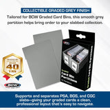 BCW Graded Card Bin Partitions - Gray | Dividers Graded Card Bin Only | Supports and Organizes PSA, BGS, SGC, and CSG Slabs | 12 Pack of Card Storage Dividers