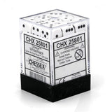 Dice 36 White w/black Opaque 12mm D6 Dice Block
