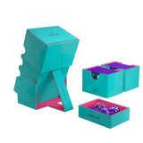 Gamegenic Stronghold 200+ XL Convertible Deck Box - Double-Sleeved Card Storage, Holds up to 200 Cards, Card Game Protector with Accessories Drawer, Nexofyber Surface, Teal/Pink Color, Made
