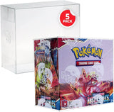 EVORETRO Booster Box Case for Pokemon Large Booster Boxes (Current) - [5 Pack] - Clear PET Plastic Protective Case - 0.50 MM Thick Stackable Storage, Keep Your Collection in Mint Condition