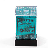 Chessex Cirrus Aqua/silver 12mm d6 Dice Block (36)