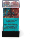 Dice 12 Gemini Red-Teal w/Gold 16mm D6 Dice Block