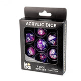 Eternal Purple/Blue Resin Dice Set In Premium Boc Packaging