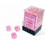 Translucent 12mm d6 Pink/White Dice Block (36)