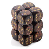 Chessex Scarab Blue Blood/gold 16mm d6 Dice Block (12 Dice)