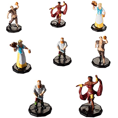 Monster Townsfolk Mini Fantasy Figures - 8pc Hand Painted Pub Workers Non Player Character NPC Miniatures- 1" Hex-Sized Compatible with DND Dungeons and Dragons, Pathfinder and All RPG Tabletop Games