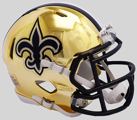 New Orleans Saints Helmet Riddell Replica Full Size Speed Style Chrome Alternate