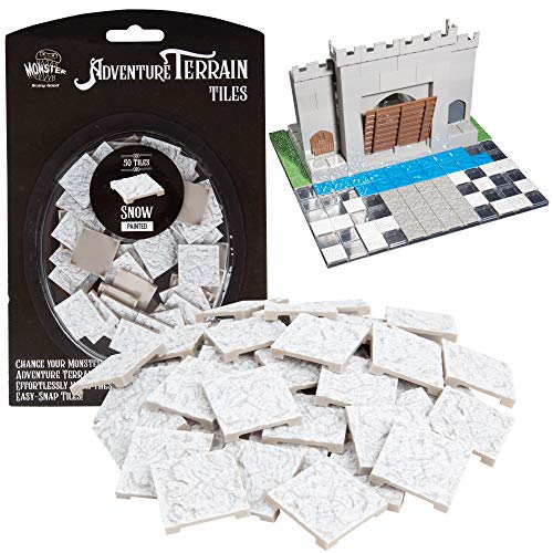 Monster Adventure Terrain- 50pc Snow Tile Expansion Pack- Hand-Painted 1x1” Tile Set- Easy Snap Creates Amazing Tabletop Terrain in Minute- Customize Your D&D and Pathfinder Dungeons Your Way