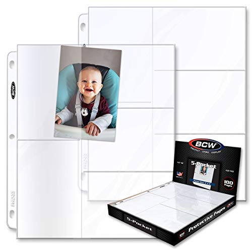 BCW Diversified BCDPRO5S100 Pro 5-Pocket Photo Page - 1000 Count