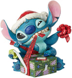 Disney Traditions Santa Stitch Wrapping Present Statue