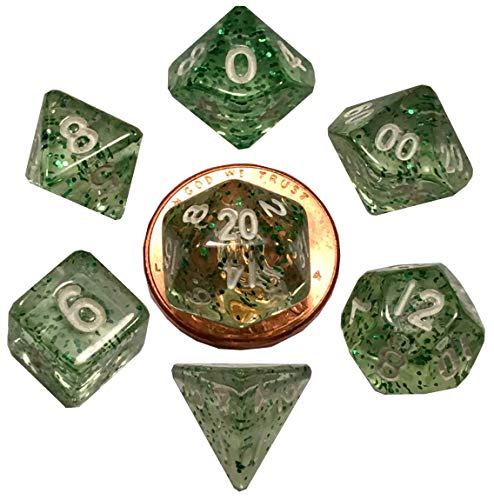 ethereal green10mm mini polyhedral dice set