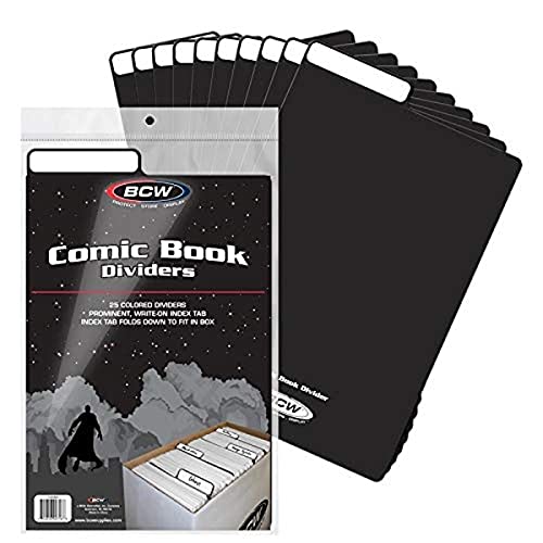 (25) BCW COMIC BOOK DIVIDERS - WRITE-ON FOLDABLE TAB - BLACK PLASTIC 1-CD-BLK