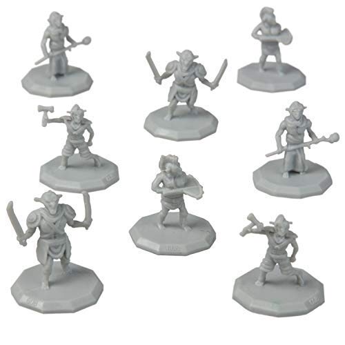 8 Paintable Fantasy Goblin Mini Figures- All Unique Designs- 1" Hex-Sized Compatible with DND Dungeons and Dragons & Pathfinder and All RPG Tabletop Games