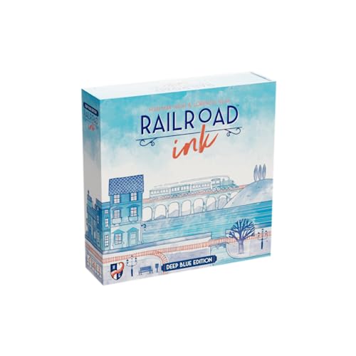 Railroad Ink: Deep Blue Edition - Core Game, Roll & Write, Horrible Guild, Ages 8+, 1-6 Players, 15-30 Min